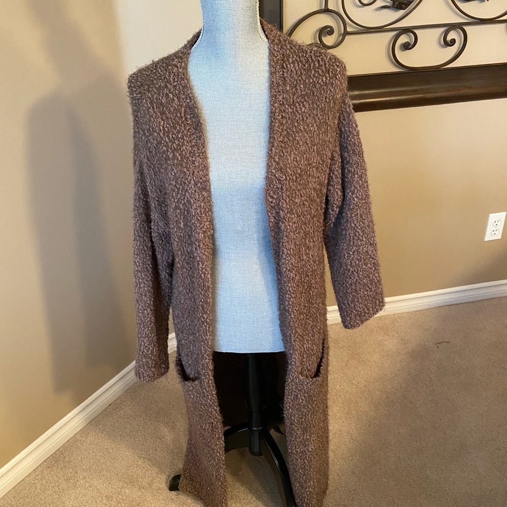 Cozy Brown Open-Front Cardigan Sweater
